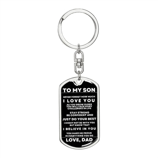 To My Son | Believe In You | From Dad | Dog Tag Keychain