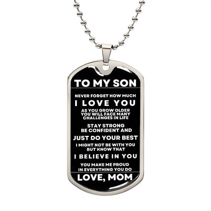 To My Son | You Make Me Proud | Dog Tag Ball Chain