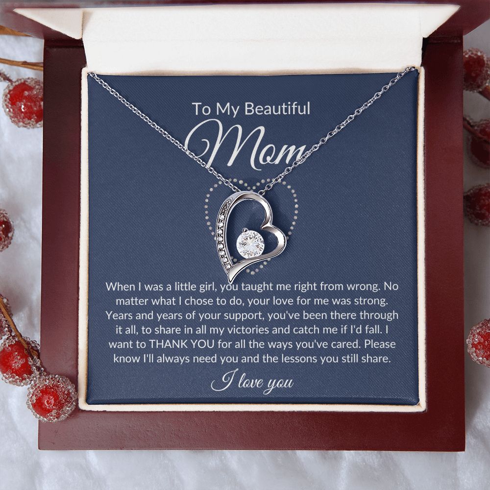 To My Beautiful Mom | Thank You | Forever Love Necklace