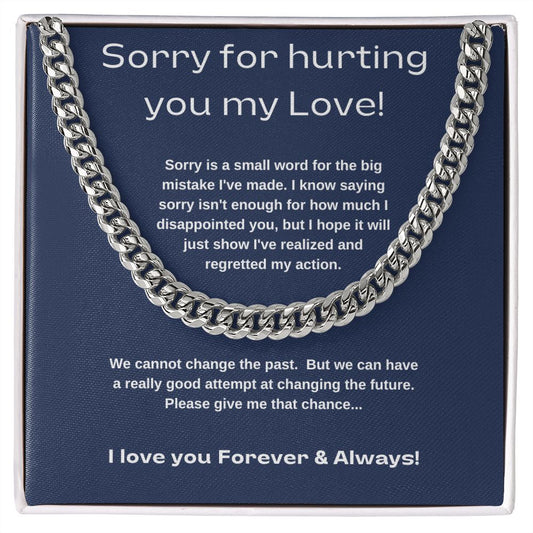 Apology Necklace Gift for Him | Sorry Gift for Him | Apology Gift for Boyfriend, Husband | Forgive Gift | Cuban Chain Necklace