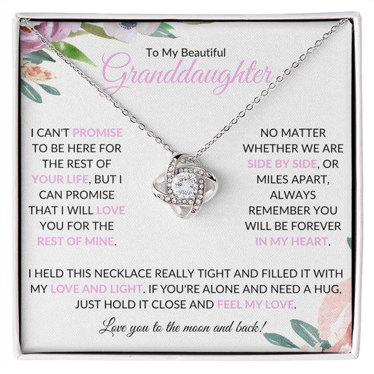 To My Beautiful Granddaughter | Love You to the Moon & Back | Love Knot Necklace