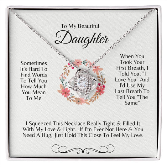 To My Daughter | Daughter Necklace | Flower Circle Love Knot