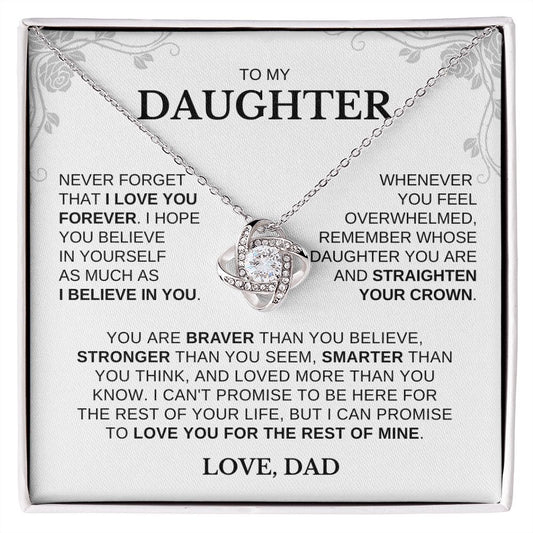 To My Daughter | I Believe In You | Gift From Dad | Love Knot Necklace