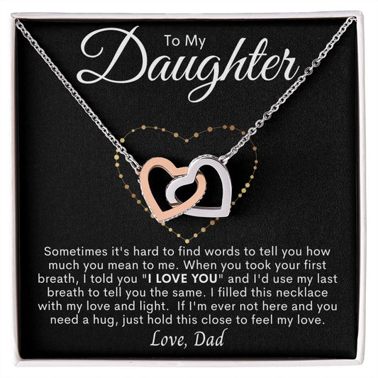 To My Daughter | I Love You | From Dad | Interlocking Hearts Necklace