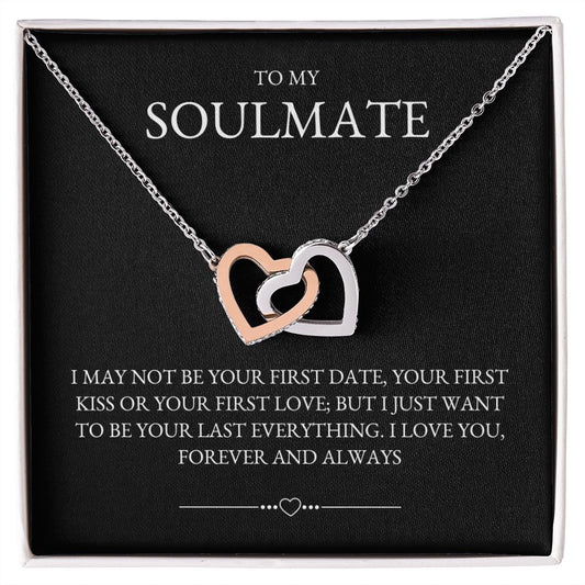 To My Soulmate | Gift for Wife, Fiance, Girlfriend | Gifts for Her | Valentine's Day Gift | Interlocking Hearts Necklace