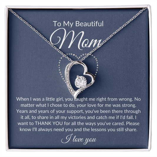 To My Beautiful Mom | Thank You | Forever Love Necklace