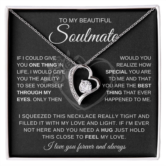 To My Beautiful Soulmate | Soulmate necklace | Valentine's gift | Gift for wife, girlfriend | Forever Love Necklace