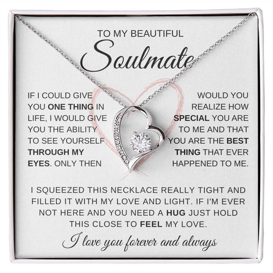 To My Beautiful Soulmate | Soulmate necklace | Valentine's gift | Gift for wife, girlfriend | Forever Love Necklace