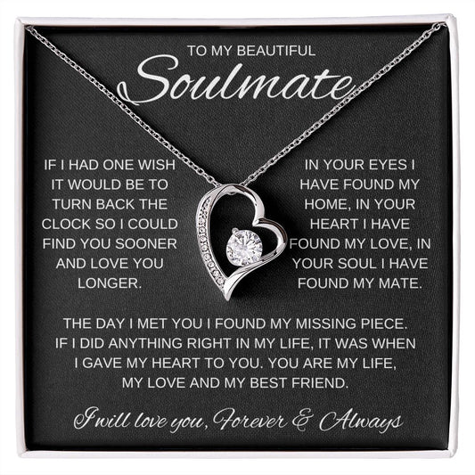 To My Beautiful Soulmate | Soulmate necklace | Valentine's gift | Gift for wife, girlfriend | Forever Love Necklace