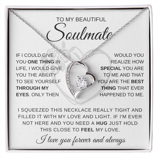 To My Beautiful Soulmate | Soulmate necklace | Valentine's gift | Gift for wife, girlfriend | Forever Love Necklace